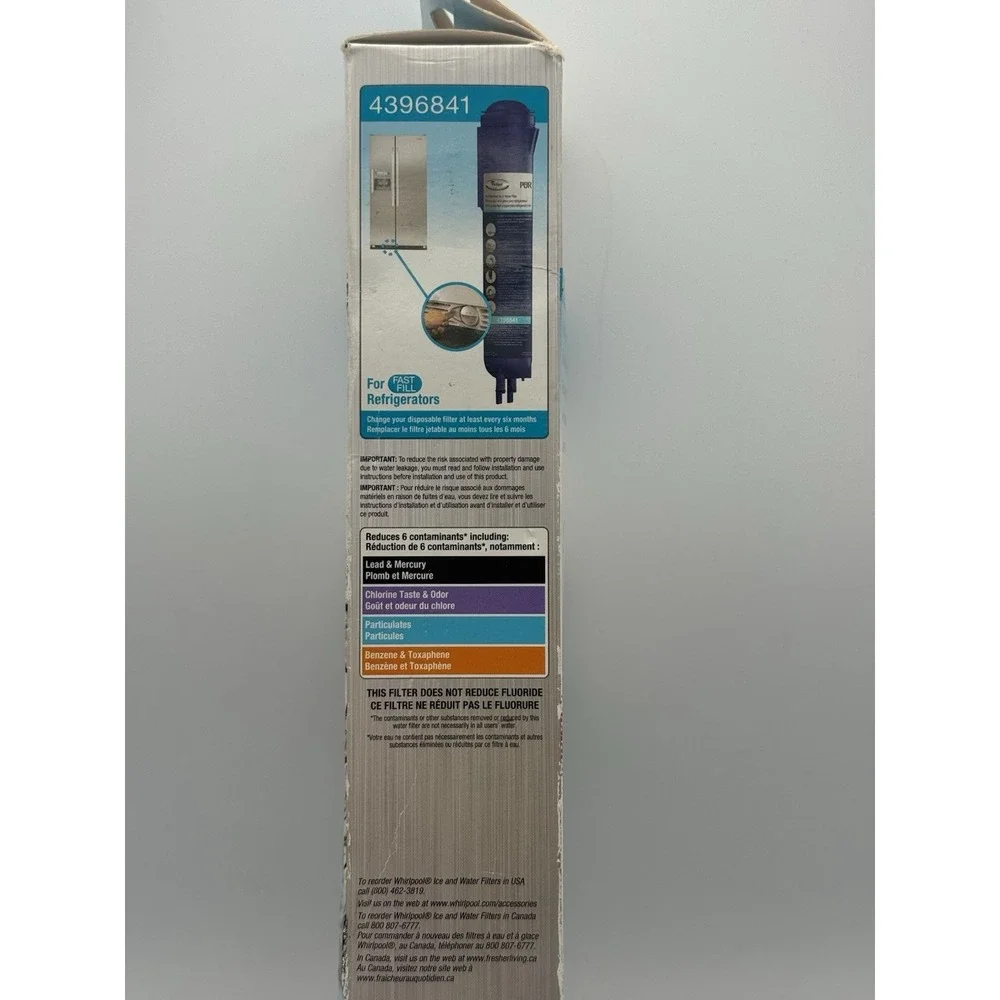 Whirlpool 4396841 PUR Refrigerator Water Filter Ice Maker Replacement NEW Sealed
